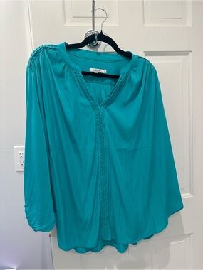 Chico's Turquoise Peasant Tunic with Braided Trim